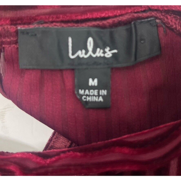 Lulus Womens Striped Cutout Burgundy Velvet Bustier Bodysuit Size Medium Balloon - Picture 5 of 15
